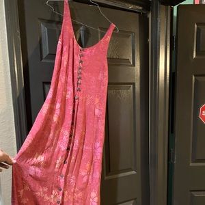 cute flowy pink dress.